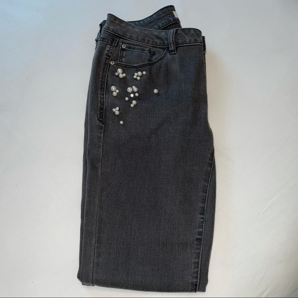 Kensie Jeans Pearl Embellished Skinny Jeans